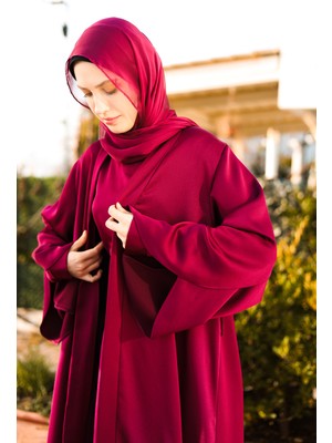 Harika Wear Koyu Fuşya Ipek Abaya