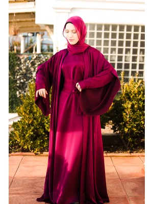 Harika Wear Koyu Fuşya Ipek Abaya