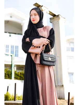 Harika Wear Siyah/ton Ipek Abaya Fereca (Büyük Beden)