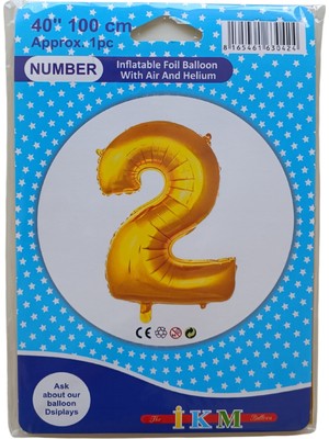 Ngüzel Party Folyo Balon 2 Rakamı Altın (Gold) Rengi 40 Inc 100 cm (1 Metre)