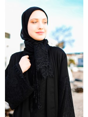 Harika Wear Siyah Danteli Abaya Ferace