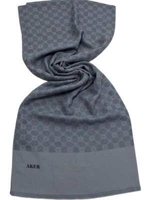 Aker Elegance Şal Gri Monogram Desenli 1090100-972