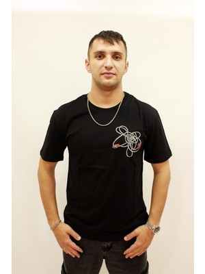 Cazador Caz 2256 Işleme Detaylı Relax Fit Bisiklet Yaka Erkek T-Shirt