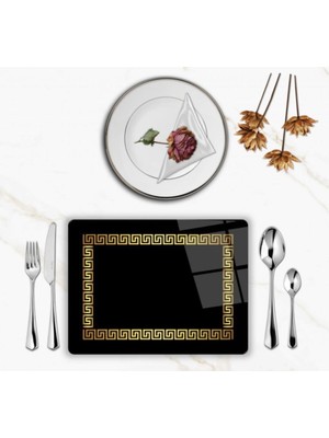 Özel Tasarım Cam Baskılı Gold Desenler Supla Takımı 4 Adet