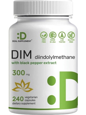 Deal Supplement DIM 300MG  240 Capsul 4  Diindolylmethane Plus Black Pepper Extract  Estrogen Balance  Usa Menşei 3643