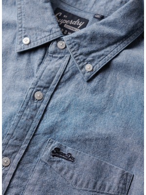 Superdry Normal Indigo Düz Erkek Gömlek M4010878AJON_COTTON L/s Chambray Sh