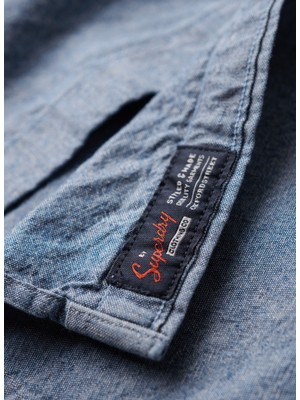 Superdry Normal Indigo Düz Erkek Gömlek M4010878AJON_COTTON L/s Chambray Sh