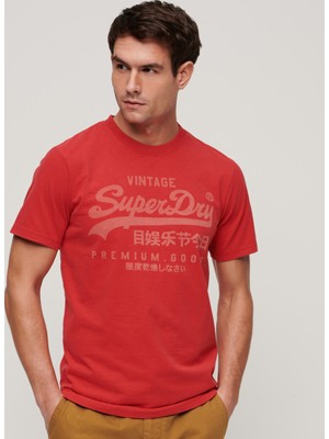 Superdry Bisiklet Yaka Baskılı Kırmızı Erkek T-Shirt M1011895A9QZ_CLASSIC Vl Herıtage T