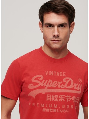 Superdry Bisiklet Yaka Baskılı Kırmızı Erkek T-Shirt M1011895A9QZ_CLASSIC Vl Herıtage T