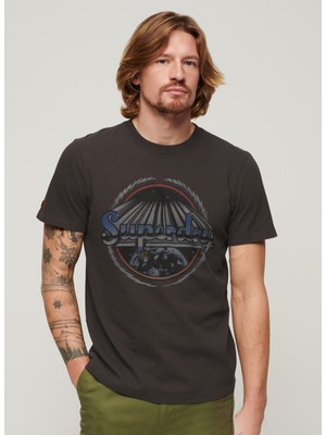 Superdry Bisiklet Yaka Baskılı Antrasit Erkek T-Shirt M1011981ADEZ_ROCK Graphıc Band Tee