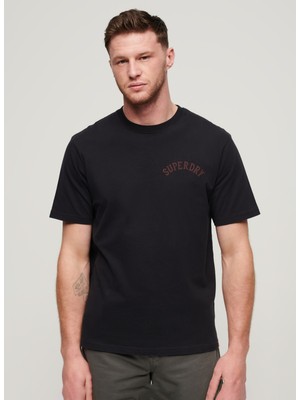 Superdry Bisiklet Yaka Baskılı Siyah Erkek T-Shirt M1011896B02A_TATTOO Graphıc Loose T