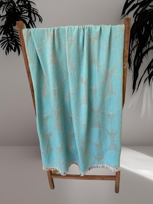 Filda Store Kavak Ağacı Lifinden El Dokuması Midye Desen, Jakarlı, Premium Kalite, Peştemal, Plaj Havlusu, Pareo