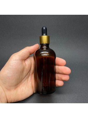 100 ml Amber Cam Damlalıklı Şişe , Gold Metalik Kapak , 100 cc Kahverengi Cam Damlalıklı Şişe x 6 Adet