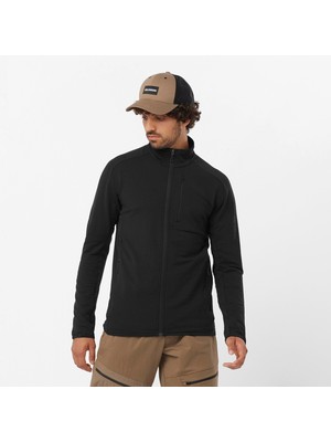 Salomon Essential Lightwarm Erkek Tam Fermuar Polar - Siyah
