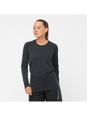 Salomon Sense Aero Ls Kadın Koşu Tişört - Siyah