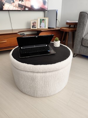 Puff Table Sandıklı Teddy Kumaş 72 cm Orta Sehpa