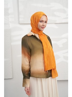 Armanda Italyan Jakar Dama Desen Şal - Oranj