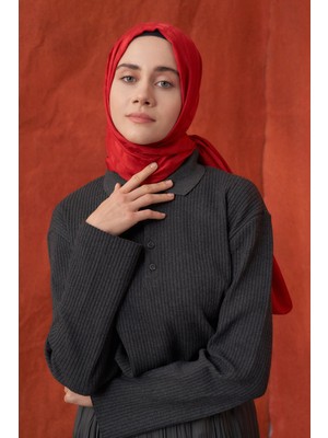 Armanda Italyan Jakar Blok Desen Şal - Kırmızı