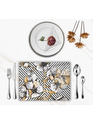 BD Digital Özel Tasarım Cam Baskılı Gold Çiçekler Supla  Tekli