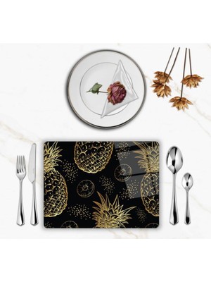 BD Digital Özel Tasarım Cam Baskılı Gold Ananas Supla  Tekli