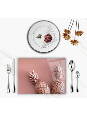 BD Digital Özel Tasarım Cam Baskılı Ananas Desenli Cam Supla  Tekli