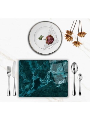 BD Digital Özel Tasarım Cam Baskılı Mermer Desen Cam Supla Takımı 2 Adet