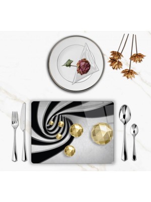 BD Digital Özel Tasarım Cam Baskılı Gold Desenler Supla Takımı 2 Adet