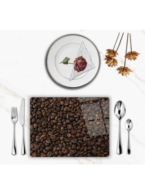 BD Digital Özel Tasarım Cam Baskılı Kahve Çekirdekleri Supla Takımı 2 Adet