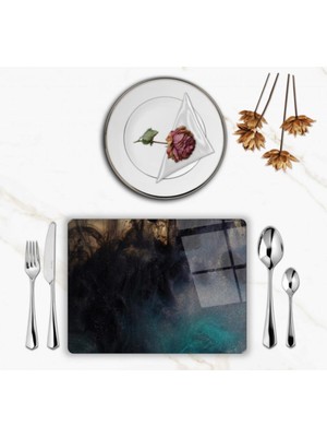 BD Digital Özel Tasarım Cam Baskılı Mermer Desen Supla Takımı 2 Adet