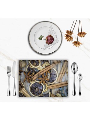 BD Digital Özel Tasarım Cam Baskılı Limon Desenli Cam Supla Takımı 2 Adet