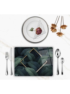 BD Digital Özel Tasarım Cam Baskılı Yapraklar Supla Takımı 2 Adet