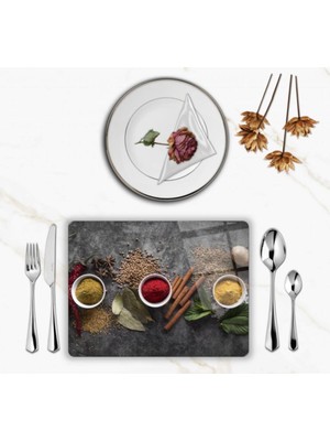 BD Digital Özel Tasarım Cam Baskılı Baharatlar Supla Takımı 2 Adet