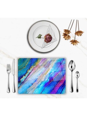 BD Digital Özel Tasarım Cam Baskılı Mermer Desenli Cam Supla Takımı 2 Adet