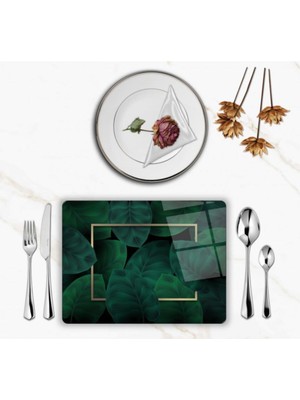 BD Digital Özel Tasarım Cam Baskılı Yapraklar Supla Takımı 2 Adet