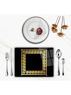 BD Digital Özel Tasarım Cam Baskılı Gold Desenler Supla Takımı 4 Adet