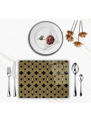 BD Digital Özel Tasarım Cam Baskılı Gold Desenler Supla Takımı 4 Adet