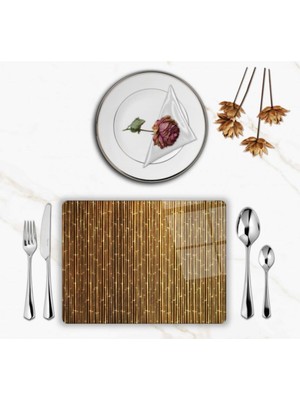 BD Digital Özel Tasarım Cam Baskılı Gold Desenler Supla Takımı 4 Adet