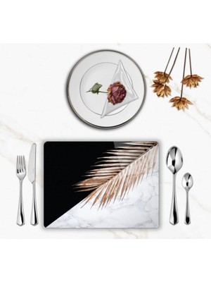 BD Digital Özel Tasarım Cam Baskılı Mermer Desen Supla Takımı 4 Adet