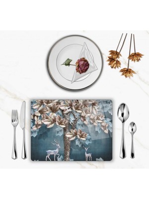 BD Digital Özel Tasarım Cam Baskılı Geyikler Supla Takımı 4 Adet