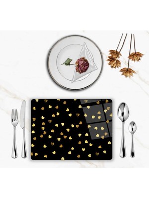 BD Digital Özel Tasarım Cam Baskılı Kalpler Supla Takımı 4 Adet