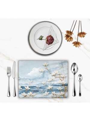 BD Digital Özel Tasarım Cam Baskılı Çiçekler Supla Takımı 4 Adet