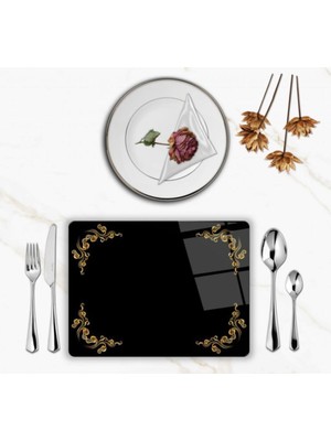 BD Digital Özel Tasarım Cam Baskılı Gold Desenler Supla Takımı 4 Adet