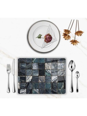 BD Digital Özel Tasarım Cam Baskılı Mermer Desen Supla Takımı 6 Adet