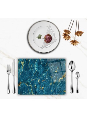 BD Digital Özel Tasarım Cam Baskılı Mermer Desen Supla Takımı 4 Adet