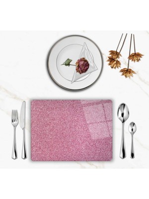 BD Digital Özel Tasarım Cam Baskılı Pembe Sim Cam Supla Takımı 4 Adet