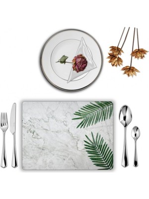 BD Digital Özel Tasarım Cam Baskılı Mermer Desen Supla Takımı 6 Adet