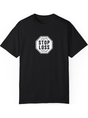 bebekokusu Stop Loss Tabela Baskılı Siyah Basic Tshirt Unisex