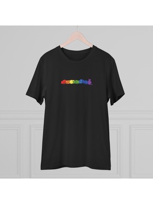 bebekokusu Rainbow Cats Baskılı Siyah Basic Tshirt Unisex