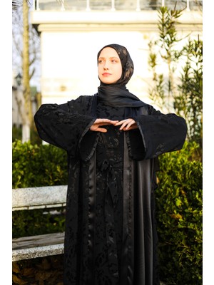 Harika Wear Siyah Premium Jessica - Krep Ipek Abaya (4 Mevsim)