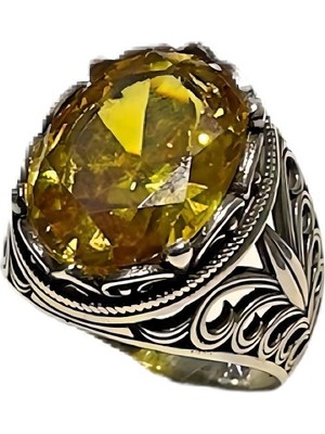 Gevherans Sitrin Renkli Zirkon Taşlı Gümüş Yüzük 240054307G18Y